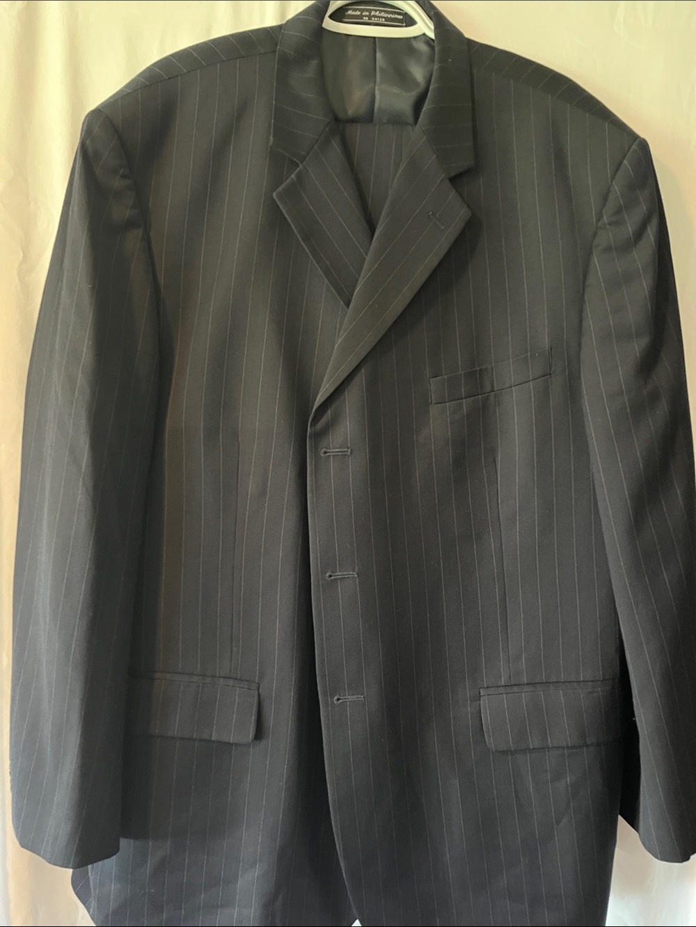 Men's Black Pinstripe Suit - Classic Formal Jacket and pants